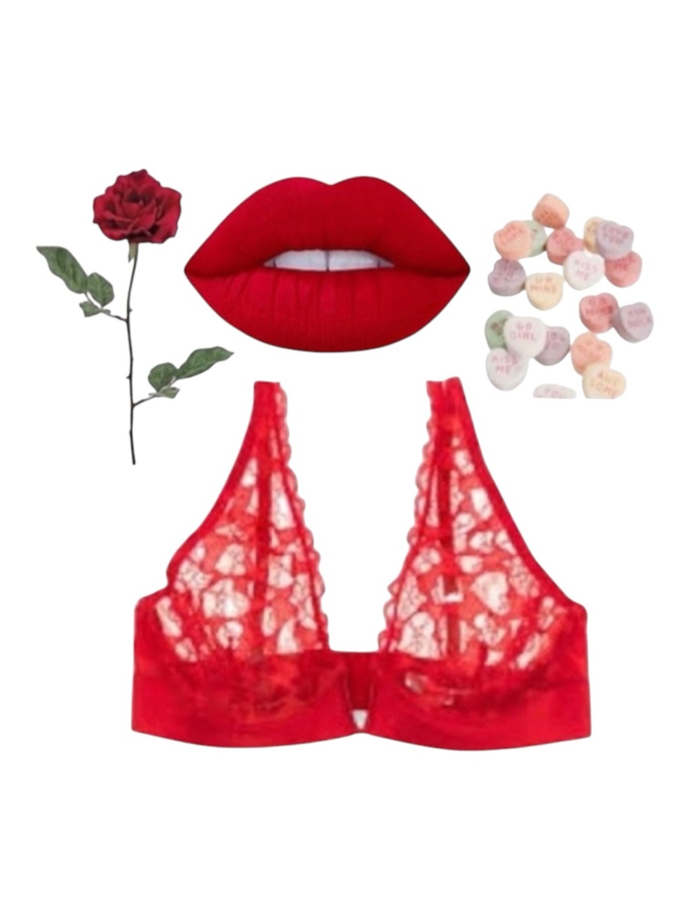 new Mimi Holliday ❤︎︎ Poison Ivy Deep V Plunge ❤︎︎ Heart Lace Bra ❤︎︎ Scarlet - Picture 12 of 16